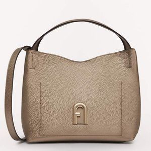 FURLA Primula Small Hobo Metallic Leather Bag Small